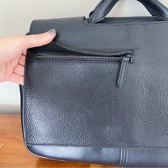 RUSTICO • Surveyor Messenger Bag black leather briefcase laptop shoulder black - Picture 5 of 16